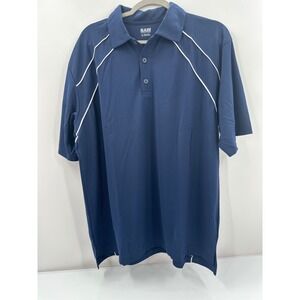 BAW Athletic Wear‎ Mens Cool-Tek Polo Shirt Navy Blue White Piping Size L 1366